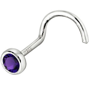 Jewelry Avalanche 22G 14K Gold Bezel-set Amethyst Nose Screw Nose Stud - 1 of 3