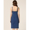 Allegra K Women's Button Down Sweetheart Neckline Sleeveless Summer Knee Length Denim Bodycon Sundress - 3 of 4