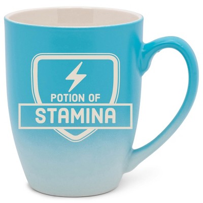 100 North Magic Potion 10 Ounce Blue and White Two Toned Ombre, Comfortably Fits Your Hands, Ceramic Tea Coffee Cup Mug, Potion Of Stamina