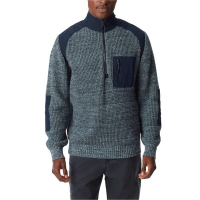 BASS OUTDOOR Mens Quarter Zip Patch Pullover Sweater