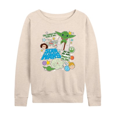 Women's - Star Wars - Yoda Stickers Lightweight French Terry Slouchy