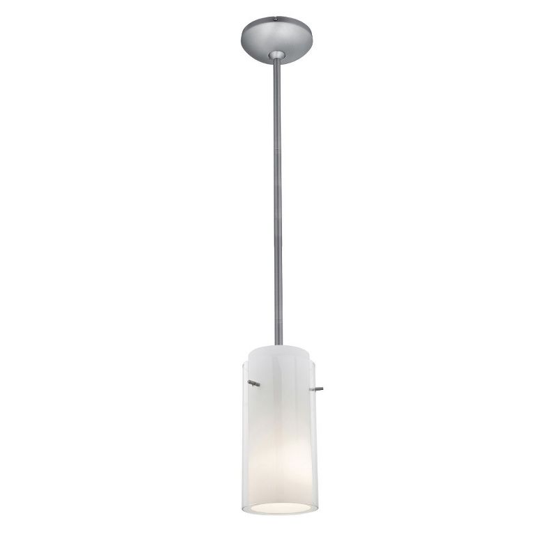 Access Lighting Glass`n Glass Cylinder 1 - Light Pendant in  Brushed Steel, 1 of 2