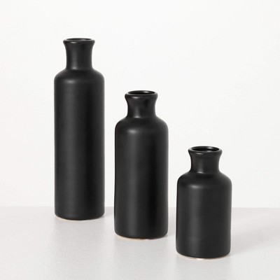 Sullivans Set of 3 Small Ceramic Bottle Vases 5"H  7.5"H & 10"H