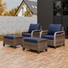 EAGLE PEAK Wicker Outdoor Chair, Patio Chair Curved Armrest, 2 Chairs 2 Ottomans, 4 Pieces - 2 of 4