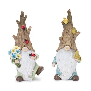 Melrose Tree Trunk Gnome Figurine (Set of 2) - 1 of 3