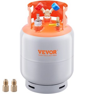 VEVOR Refrigerant Recovery Tank with Float Switch-30 lb.Capacity with ¼ to ½ Adaptor, Reusable Recovery Tank HVAC,with Trace Amount of N₂,Orange&Gray - 1 of 4
