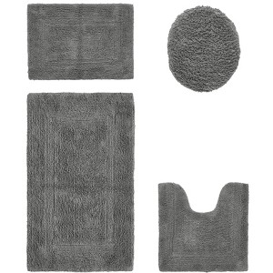 Lux Premium 100% Cotton Tufted Solid Reversible 4 Piece Bath Rug Set – Ultra-Soft, Water-Absorbent, Durable, Machine Washable Bathroom Rug - 1 of 4