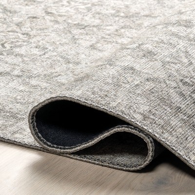 Gray Rectangular 4' x 6' Synthetic Vintage Medallion Area Rug