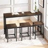 4-Piece Bar Table Set, Modern Rectangular Pub Bar Table And 3 Bar Stools, Kitchen Table Set With 3 Stools For Breakfast Living Room Apartment - 4 of 4