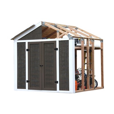 EZBUILDER 7 x 8 Foot Peak Roof Storage Shed Kit with Galvanized Steel Angles