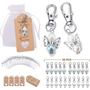 20 Pack Angel Keychain, Party Favors, Angel Key Chains with Organza Bags Thank You Cards - 1 of 4