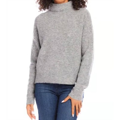 Women's Mock Neck Boucle Sweater - Karen Kane