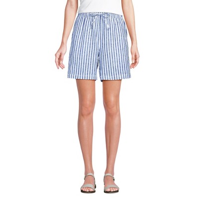 Lands' End Women's Linen High Rise Pull On 7" Shorts
