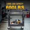 SILVEL Heavy Duty Plastic Utility Cart with Full Swivel Wheels 600LBS Capacity 2 Shelf Service Cart Rolling Utility Carts with Ergonomic Handle - 3 of 4