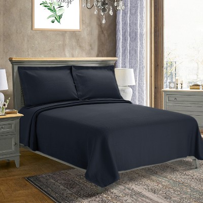 100% Cotton Matelass Bedspread with Pillow Sham Set Blue Nile Mills