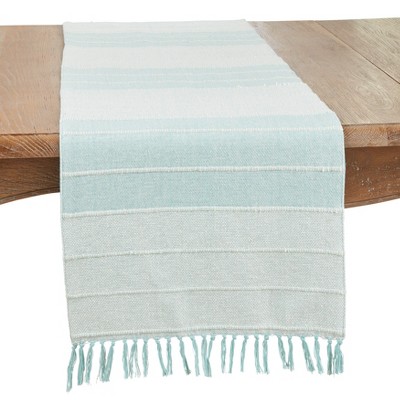 Saro Lifestyle Trendy Corded Table Runner with Fringe Detail, 16"x72", Blue
