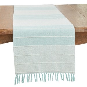 Saro Lifestyle Trendy Corded Table Runner with Fringe Detail, 16"x72", Blue - 1 of 3