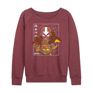 Women's - Avatar: The Last Airbender - Avatar State Aang Lightweight French Terry Wide Neck Long Sleeve Shirt - 1 of 4
