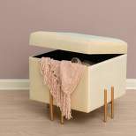 Fabulaxe Square Velvet Storage Ottoman with Gold Legs