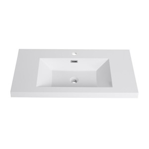 ChicFurnit Bathroom Sinks Contemporary Minimalist Elegant Design for Modern Home Bathroom Upgrade Stylish Decor, White, 35.4"*19.7"*7.3" - 1 of 4