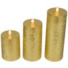 Northlight LED Flickering Flameless Pillar Christmas Candles - 8.75" - Gold - Set of 3 - 4 of 4