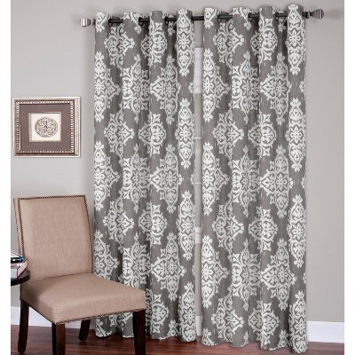 Medina Ikat Room Darkening Window Curtain Panel - 52" x 84" - Gray - Elrene Home Fashions