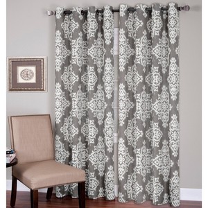 Medina Ikat Room Darkening Window Curtain Panel - 52" x 84" - Gray - Elrene Home Fashions - 1 of 4