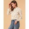 Allegra K Women's Point Collar Long Button Sleeve Button Down Floral Shirt - 2 of 4