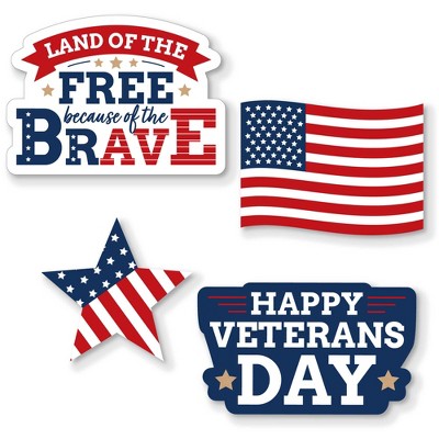 Big Dot of Happiness Happy Veterans Day - DIY Shaped Patriotic Cut-Outs - 24 Count