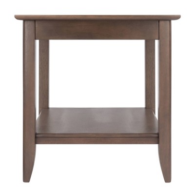 Santino Square Wood End Table in Oyster Gray with Darker Inlay