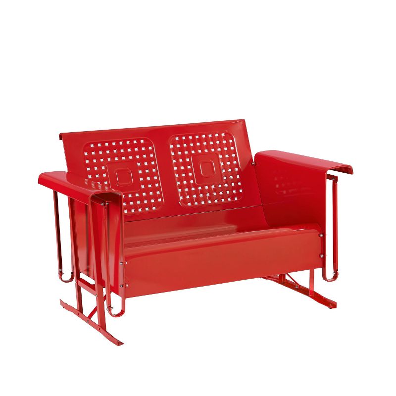 Bates Outdoor Loveseat  Glider - Bright Red - Crosley, 5 of 10