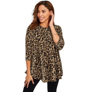 Jessica London Women's Plus Size Stretch Knit Swing Tunic - 1 of 4