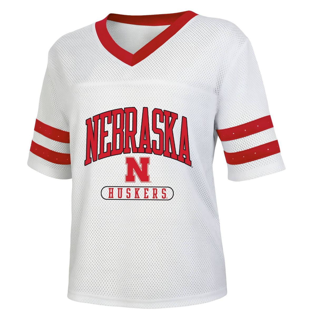 NCAA Nebraska Cornhuskers Women's White Short Sleeve Fashion T-Shirt