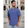 INSPIRE CHIC Men's Retro Distressed Crew Neck Short Sleeve Solid T-Shirts - 4 of 4