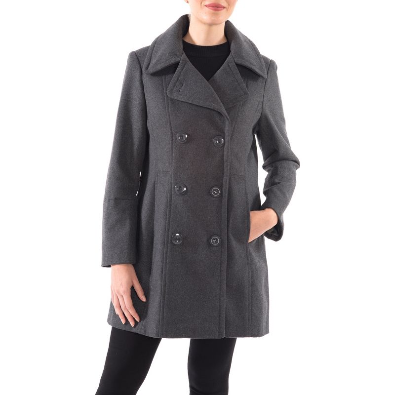 Alpine Swiss Norah Womens Wool Blend Double Breasted Peacoat Runs Large, 4 of 10