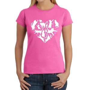 LA Pop Art Cat Heart - Women's Word Art T-Shirt - 1 of 4