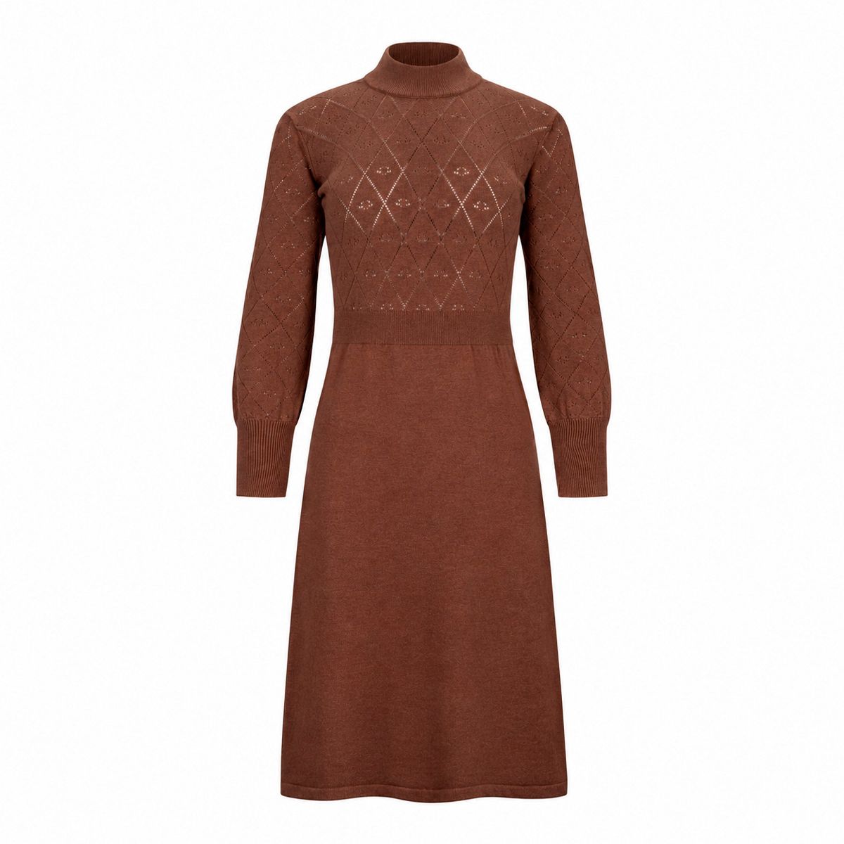 Hope & Henry Women's Organic Cotton Puff Sleeve Pointelle Sweater Dress - thumbnail 4