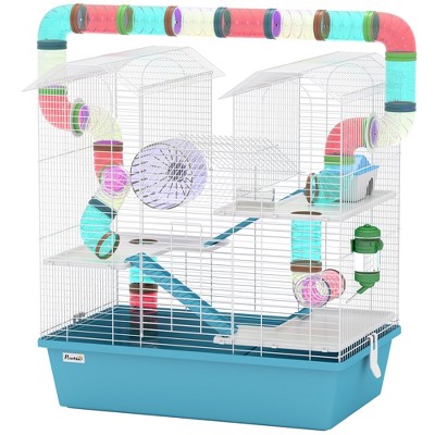 Large Light Blue Hamster and Gerbil Cage with Tubes and Accessories