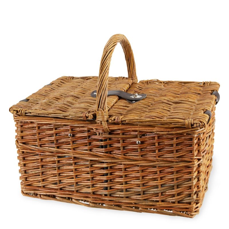 Twine Cape Cod Picnic Basket, Wicker Basket with Place Settings, Wine Glasses, Corkscrew, Insulated Compartments, Set of 1 Basket, Brown, 4 of 7