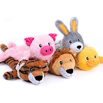 Nocciola 5 PCS Less Stuffing Dog Squeaky Toys for Aggressive Chewers, Durable Plush Dog Toy Set with Stuffed Head for Small to Large Dogs