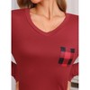 cheibear Women's Long Sleeve Plaid Pattern Top with Pockets with Pants Pajamas Set - 4 of 4