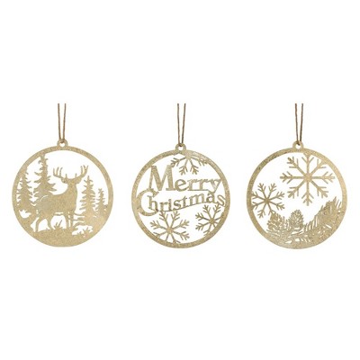 Gold Metal Cut Out Rustic Tree Ornaments (Set of 24)