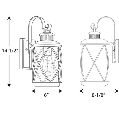 Hollingsworth Black Aluminum Outdoor Wall Lantern with Seeded Glass