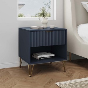 GDFStudio Dumbo Modern Fluted Nightstand with 1 Drawer and 1 Open Shelf - 1 of 4