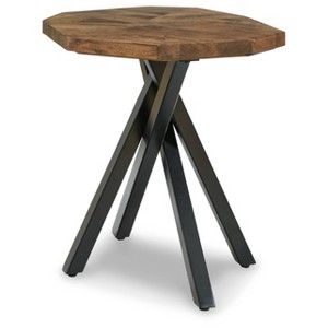 Signature Design by Ashley Haileeton End Table Black/Gray/Brown/Beige : Contemporary Pedestal Table, 24" Wide - 1 of 4