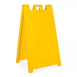 Plasticade 130-Y Signicade A Frame Plain Portable Folding Sidewalk Sign, Yellow