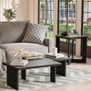 Wooakway 3-Piece Wooden Coffee Table Sets Modern 2 Splicing Design Coffee Tables with End Table Living Room Table Set Black/Natural Wood/Walnut - 2 of 4