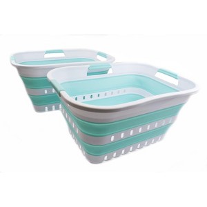 SAMMART Set of 2-30L (8 gallon) Collapsible Plastic Laundry Basket - 1 of 4
