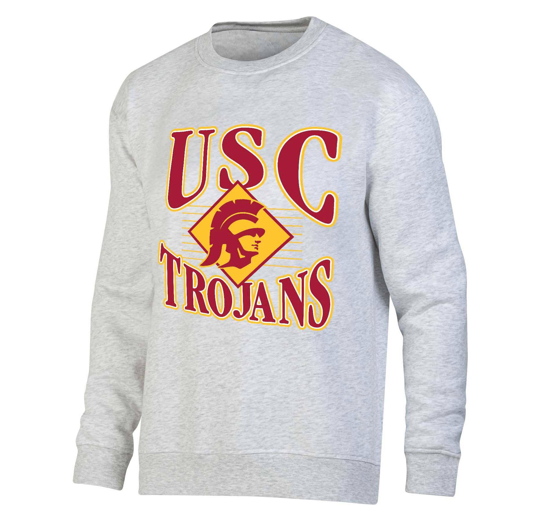 NCAA USC Trojans Men's Crew Neck Fleece Ash Sweatshirt