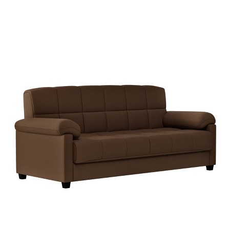 Maurice Microfiber Pillow Top Arm Convert A Couch Futon Sofa Sleeper Dark Brown Handy Living Target